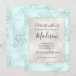 Convites Girly Glam Mint Leopard Print
