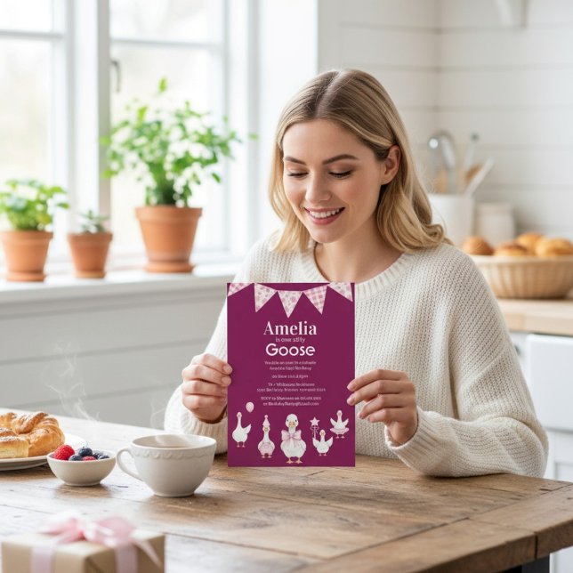 Convites Girly Goose Birthday Party Invitation (Criador carregado)