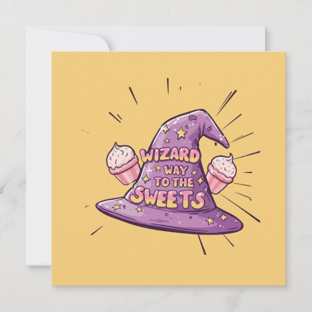 Convites Girly Halloween - Wizard Way to the Sweets (Frente)