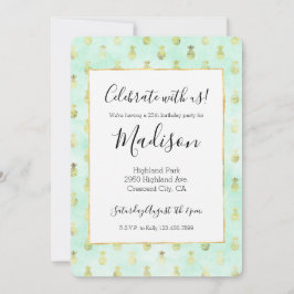 Convites Girly Mint Glam Dourado Pineapple inspirati