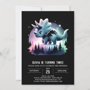 Convites Girly Modern Triceratops Aniversário
