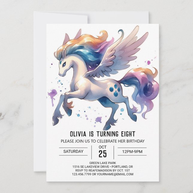 Convites Girly Online Horse Birthday (Frente)