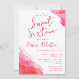 Convites Girly Pink Abstrato Watercolor Sweet Sessenta