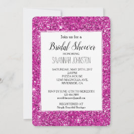 Convites Girly Pink Glitter Sparkle