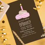 Convites Girly Pink Macarons Birthday<br><div class="desc">Estes convites adoráveis apresentam uma ilustração fofa de três biscoitos macarônicos franceses e uma vela de aniversário. Visite nossa loja para obter mais opções de cores e produtos correspondentes. Gráficos por Bloqueado por Coração</div>