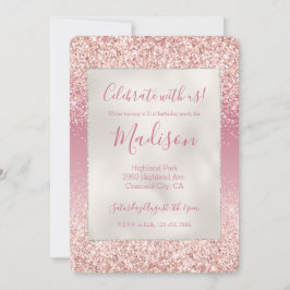 Convites Girly Pink Ombre Glitter