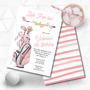 Convites Girly Preppy Golf Festa de aniversário