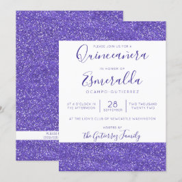 Convites Girly Purple Glitter Sparkle Quinceanera
