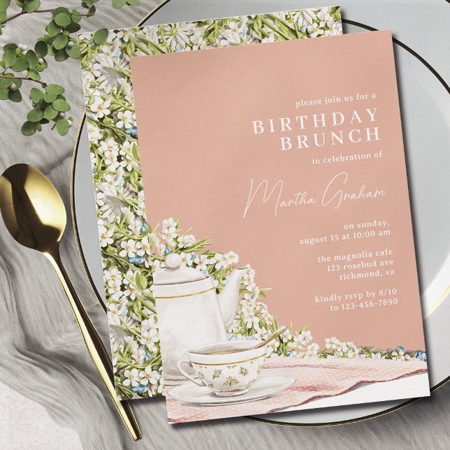 Convites Girly | Rico Vintage Tea Birthday Brunch (Criador carregado)