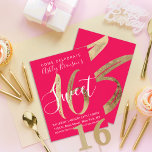 Convites Girly Simple Gold Foil Neon Pink Sweet 16<br><div class="desc">Este filme de ouro, giro, moderno e chic imprimiu folha de ouro Sweet 16 num fundo cor-de-rosa neonês, o convite para comemoração da festa de aniversário é perfeito para o jovem adolescente da moda e na moda. Este convite elegante e glamouroso design será o complemento perfeito para o dia perfeito...</div>