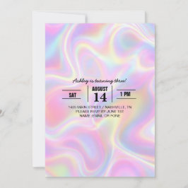 Convites Girly Vibrant Pastel Holographic Swirl Design     