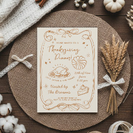 Convites Give Thanks Thanksgiving Dinner Rustic Invitation