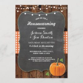 Convites Giz De Pumpkin De Madeira Rústica Do Partido Do Aq