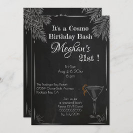 Convites Giz Vintage Branco Negro 21 rua Cosmo Birthday Bas