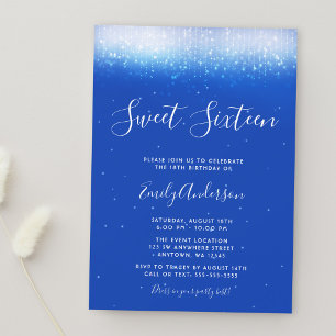 Convites Glam Azul Real Sweet 16