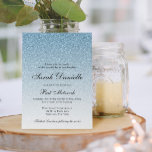 Convites Glam Bat Mitzvah, Glitter Azul Claro<br><div class="desc">Este belo convite apresenta um padrão de brilho e o seu texto personalizado. Use o modelo para adicionar suas informações.</div>