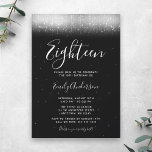 Convites Glam Black and White 18th Birthday<br><div class="desc">Este moderno convite de 18 anos foi feito para impressionar! Trendy faux shimmer white light em um fundo preto com uma fonte moderna de script.</div>