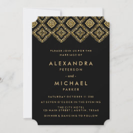Convites Glam Black e Dourado Casamento Inspirado no Leste