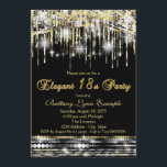 Convites Glam Black Elegant 18ª Festa de aniversário Dourad<br><div class="desc">Festa de aniversário preta e dourada 18ª com belos fundos cintilantes prateados e dourados. Este belo convite de aniversário 18º, prata cinza, preto e dourado, é facilmente personalizado para o seu evento, adicionando os seus detalhes no estilo de letra, cor e texto da sua escolha. Você pode alterar a cor...</div>