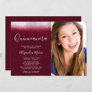 Convites Glam Burgundy Quinceanera Foto