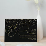 Convites Glam Calliografia Dourada Confetti 60º aniversário<br><div class="desc">A escrita elegante floresce a caligrafia com um espumante confete de brilho de ouro.</div>