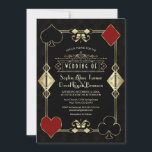 Convites Glam Casino Gold Art Deco Fleur-de-Lis Wedding<br><div class="desc">Luxury Art Deco Great Gatsby style design. It features Art Deco style shape,  ornaments and divider,  gorgeous vintage fonts,  playing card suits. Use Personalize tool to add your info. For matching items,  please,  visit my Glam Royal Gold Black Collection.</div>