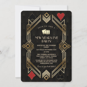 Convites Glam Casino Las Vegas Dourada Gatsby no véspera d