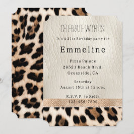 Convites Glam Champagne Cream Leopard