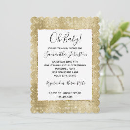 Convites Glam Champagne Dourada Glitzy Sparkle