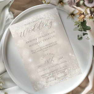 Convites Glam Champagne e Glitter Elegant Photo Wedding