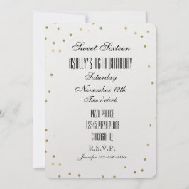 Convites Glam Confetti Dourado Chic Dots Sweet 16