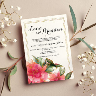 Convites Glam coral cor-de-rosa, ouro branco, brilho, casam