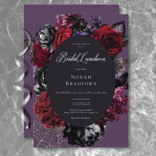 Convites Glam das Bruxas Escuras Floral Púrpura Bridal
