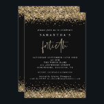 Convites Glam Dourada Glitter Fortieth Party Black<br><div class="desc">Glam Dourado Glitter Fortieth Party Black,  Elegante dourado faux confetti bordas estão no topo e no fundo e também nas costas. O quadragésimo é feito num estilo moderno de escrita manual. Personalize facilmente o resto do texto para você.</div>