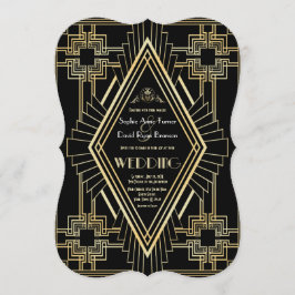 Convites Glam Dourado Excelente Negro Casamento Gatsby