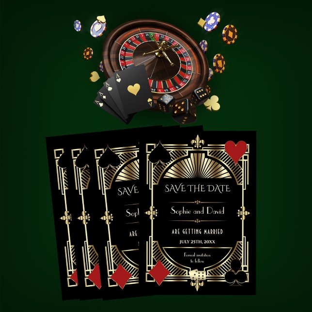 Convites Glam Dourado Gatsby Roaring 20s Wedding (Arranjo 2 (Criador carregado)