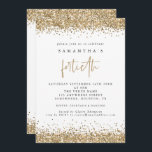 Convites Glam Dourado Glitter Fortieth Party<br><div class="desc">Glam Dourado Glitter Fortieth Convite de festas. As bordas de confete de falso ouro elegantes estão no topo e no fundo e também no verso. O quadragésimo é feito num estilo moderno de escrita manual. Personalize facilmente o resto do texto para você.</div>