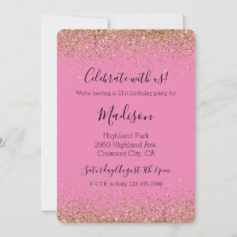 Convites Glam Dourado Rosa Glitzy Sparkle Glitter