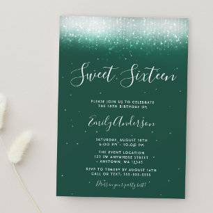 Convites Glam Emerald Green Sweet 16