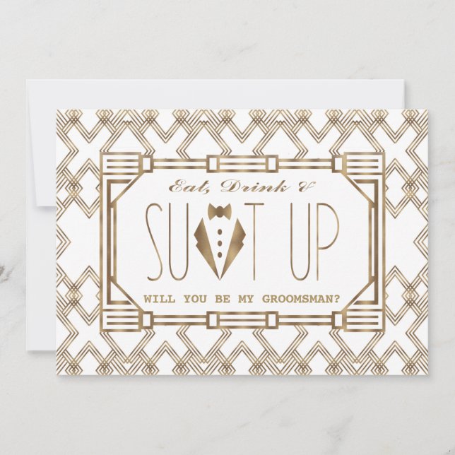 Convites Glam Excelente Gatsby SER MEU PADRINHO DE CASAMENT (Frente)