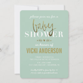 Convites Glam Faux Dourado Modern Baby Shower Invations