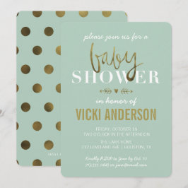 Convites Glam Faux Dourado Modern Baby Shower Invations