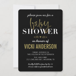Convites Glam Faux Dourado Modern Baby Shower Invations