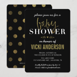 Convites Glam Faux Dourado Modern Baby Shower Invations