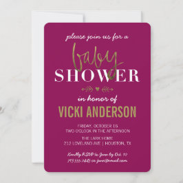 Convites Glam Faux Dourado Modern Baby Shower Invations