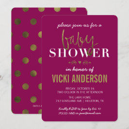 Convites Glam Faux Dourado Modern Baby Shower Invations