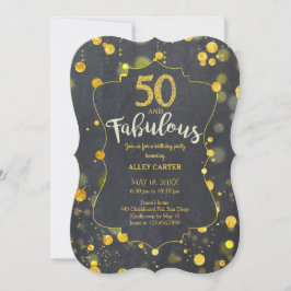 Convites Glam Faux Gold Foil Confetti 50ª Festa de aniversá