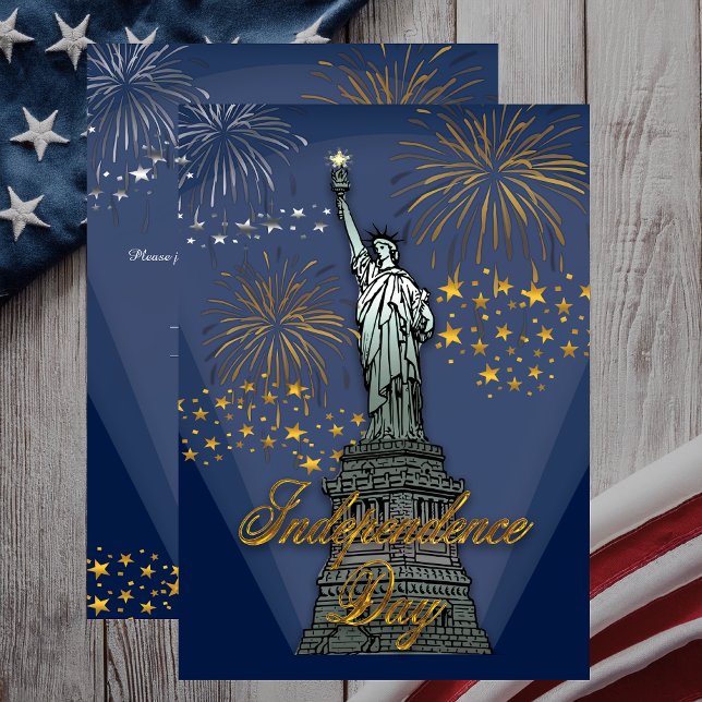 Convites Glam Fireworks Estátua da Liberdade 4º de julho (Glam Fireworks Statue of Liberty Independence Day July 4th Party Invitation - Print | Digital)