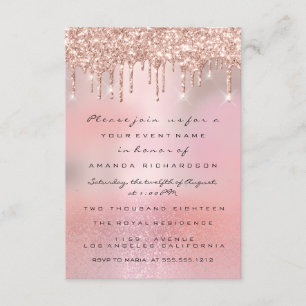 Convites Glam Glitter Drips Rosa Dourado Noiva Sweet 16
