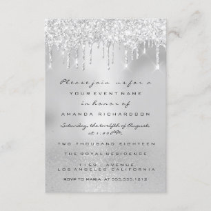 Convites Glam Glitter Drives Cinza Silver Bridal Sweet 16º
